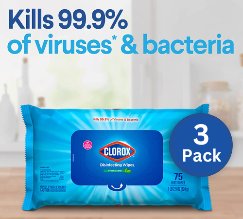 FOUR Sets of 225-Count Clorox Fresh Scent Disinfecting Wipes as low as $8.02 EACH Set After Coupon (Reg. $15.05) + Free Shipping – $2.67/ 75-Count Bag or 4¢/Wipe + Buy 4, Save 5% + MORE