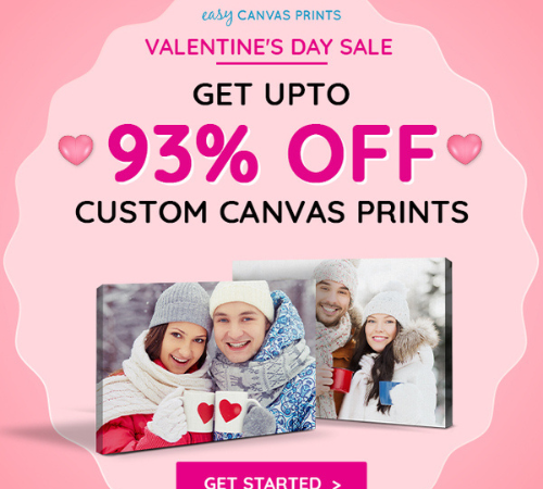 Easy Canvas Prints Valentine’s Day Sale: Up to 93% Off Canvas Prints (8X8 for $5.20 + Shipping) + Unlimited 16×20 Custom Canvas Prints for $14.99 + Shipping