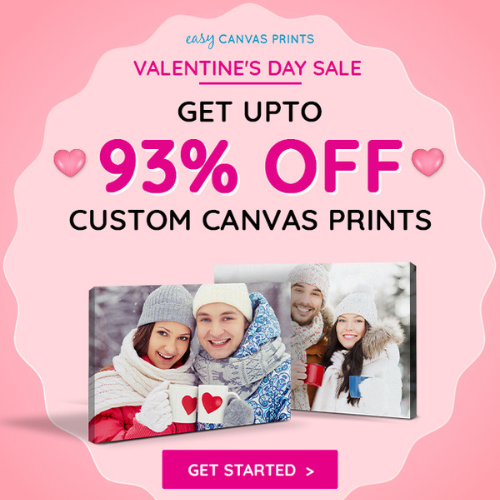 Easy Canvas Prints Valentine’s Day Sale: Up to 93% Off Canvas Prints (8X8 for $5.20 + Shipping) + Unlimited 16×20 Custom Canvas Prints for $14.99 + Shipping