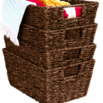 Rustic Set Of 4 Multipurpose Stackable Seagrass Storage Basket