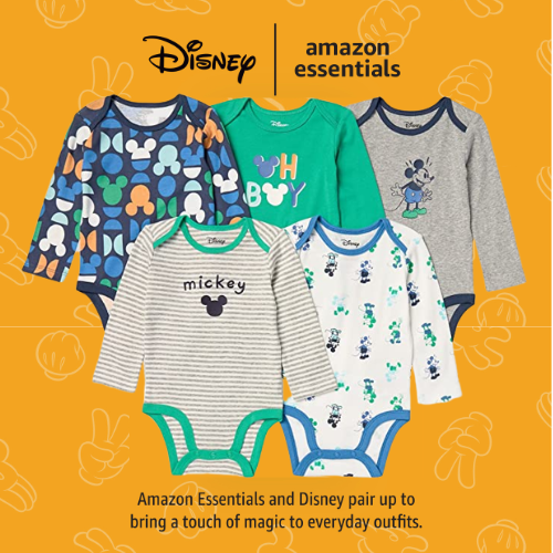 5-Pack Amazon Essentials Baby Boys’ Long Sleeves Bodysuits from $10.96 (Reg. $29.90) – $2.19 each + Disney, Marvel, Star Wars & More