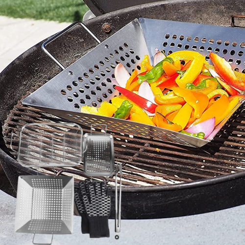 PitMaster King 6-Piece Grill Topper Stainless Steel Pan and Tray Set $32.97 (Reg. $60.52) – Includes Gloves and Tongs