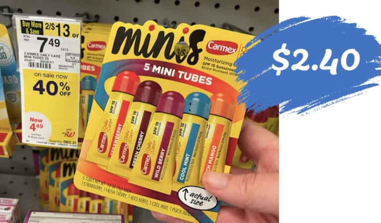 5-Count Carmex Minis Lip Balms for $2.40 at Walgreens