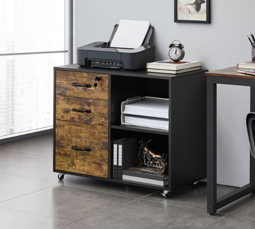 Transform your home office into a more organized and accessible work space with Rolling File Cabinet with 3 Drawers and 2 Shelves for just $115 Shipped Free (Reg. $150)