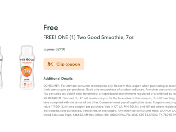 New Publix Digital Coupon | FREE Two Good Smoothie