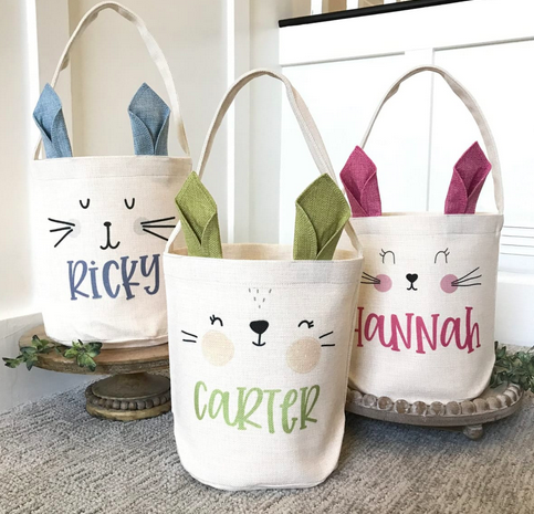 Personalized Bunny Ears Linen Easter Basket only $19.99 shipped!