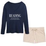 Women’s Bookworm Long Sleeve V Neck & Shorts Sets only $14.99 shipped!