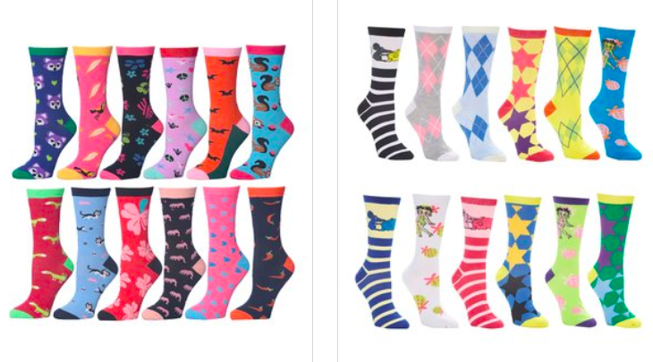 12-Pair Crew Socks Sets only $9.99 + shipping!