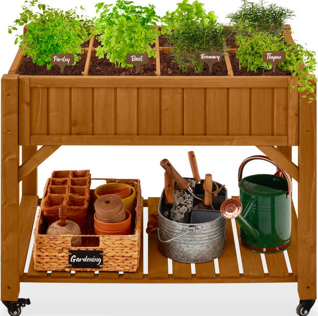 Elevated Mobile Pocket Herb Garden Bed with Lockable Wheels only $109.99 shipped (Reg. $150!)