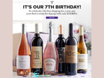 Get 6 Bottles of Wine $39.95 + Free Shipping For One Year!!