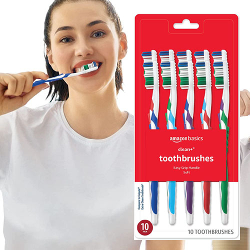 10-Count Amazon Basics Clean Plus Soft Toothbrushes as low as $5.02 Shipped Free (Reg. $6.34) – 50¢ Each – FAB Rated