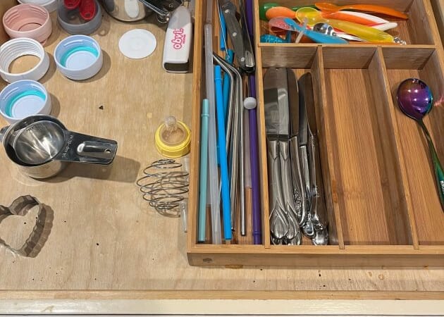 52 Weeks of Organizing: The silverware drawer & stair walls and carpet