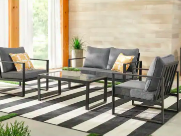 Barclay Black 4-Piece Steel Outdoor Patio Conversation Set