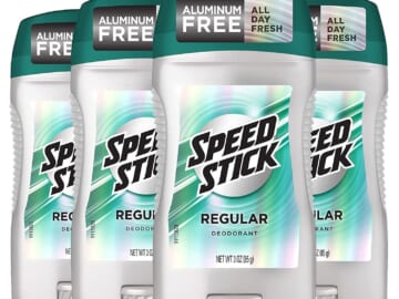 4 Pack of Speed Stick Men’s Deodorant, Regular as low as $4.54 After Coupon (Reg. $12) + Free Shipping – $1.14/3 Oz Stick