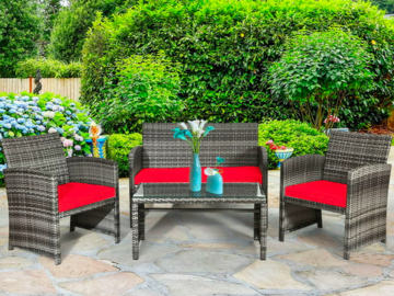 Costway 4-Piece Patio Rattan Conversation Set only $199.99 shipped (Reg. $450!)