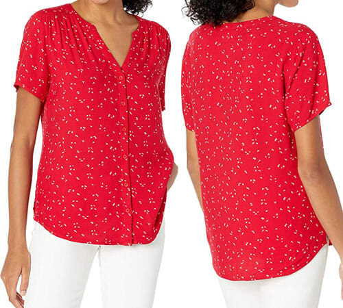 Amazon Essentials Women’s Short-Sleeve Woven Blouse (Red/Leaf) $10.90 (Reg. $19.90) – Sizes S, M, XL