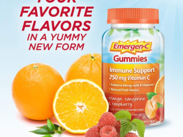 63-Count Emergen-C Vitamin C Immune Support Gummies for Adults as low as $7.95 Shipped Free (Reg. $11.75) – 13¢/Gummy – Orange, Tangerine, & Raspberry Flavors + Gluten Free