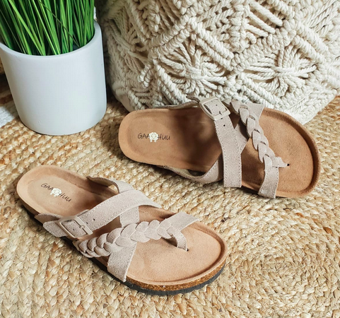 Women’s Leather Braided Criss Cross Footbed Sandals only $26.99 shipped! (Frugal Alternative to Birks!)