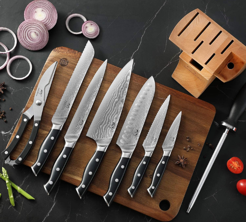 Today Only! 9-Piece Damascus Kitchen Knife Set with Block $151.99 Shipped Free (Reg. $249.99) – FAB Ratings!