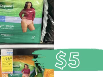Depends Products $5 a Pack at CVS (reg. $16.50)