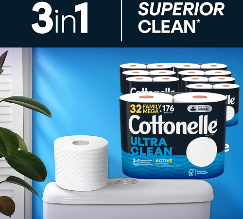 32 Rolls Cottonelle Ultra Clean Toilet Paper with Active CleaningRipples as low as $22.61 After Coupon (Reg. $34.79) + Free Shipping – 71¢/Roll – FAB Ratings!