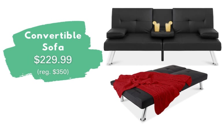 Faux Leather Convertible Sofa Bed $210 (reg. $350)