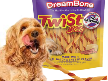 50-Count DreamBone Twist Sticks With Real Bacon And Cheese Flavor as low as $8.21 After Coupon (Reg. $14) + Free Shipping  – 16¢/Stick – Rawhide-Free