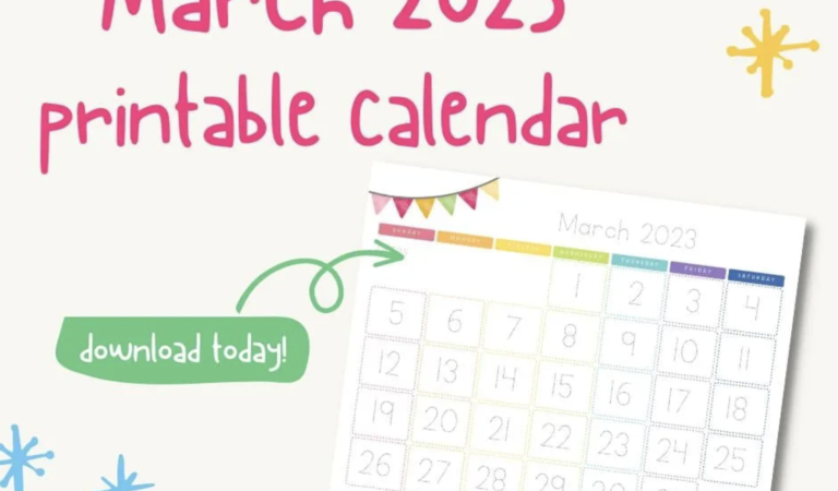 Free Printable March 2023 Tracing Calendar