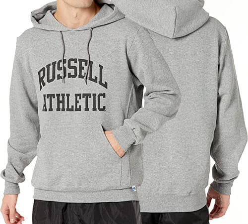 Russell Athletic Men’s Dri-Power Pullover Fleece Graphic Hoodie, Oxford-Arch Logo, Small $13.30 After Coupon (Reg. $28)