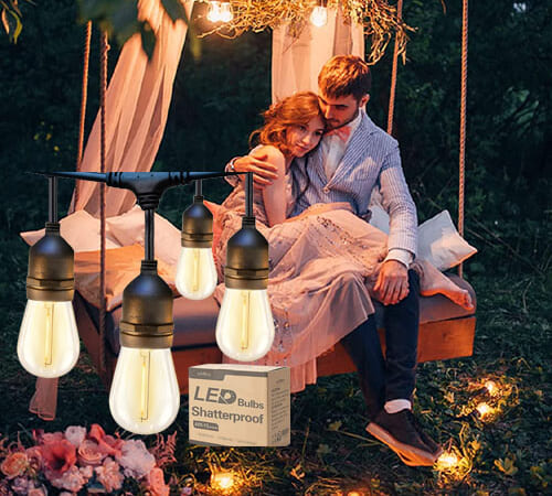 48-FT LED Outdoor String Lights $23.99 After Coupon (Reg. $40) – with Dimmable Edison Vintage Shatterproof Bulb