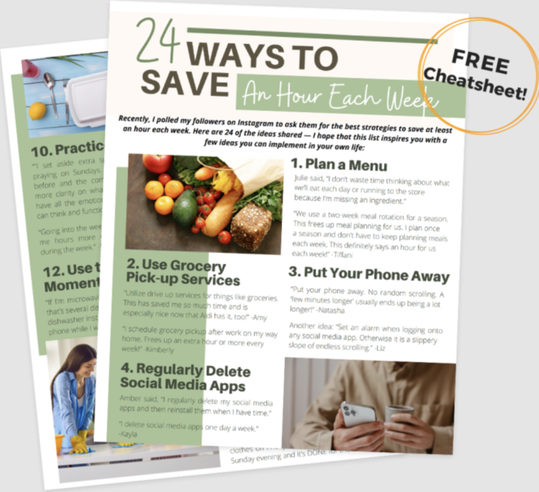 FREE Cheat Sheet: 24 Ways to Save an Hour Each Week!