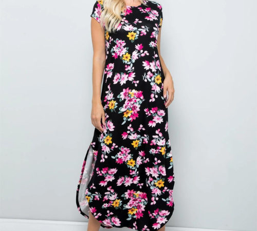 Spring Floral Maxi Dress With Side Slits $16 Shipped Free (Reg. $53) – 11 Colors – S to 2XL