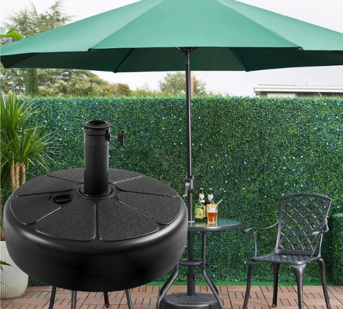 Easyfashion 50lbs Water Filled Plastic Umbrella Base Stand, Black for just $19.50 (Reg. $29.69)