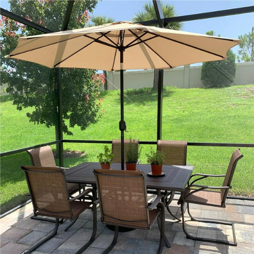 Enjoy your outdoor to the fullest without the worry of sun with SmileMart 9ft Patio Umbrella, Tan for just $26 (Reg. $49.99)