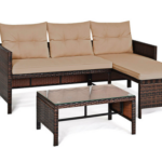 Patio Rattan Wicker Conversation Sofa Set