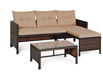 Patio Rattan Wicker Conversation Sofa Set