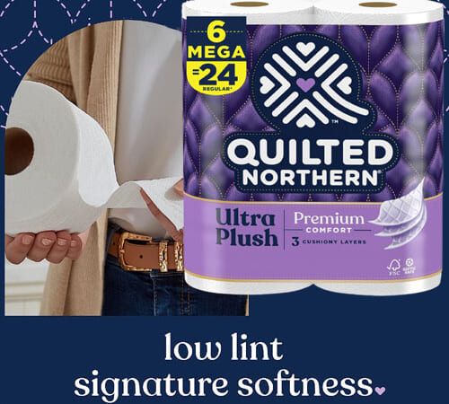 Quilted Northern Ultra Plush Mega Roll Toilet Paper, 6-Pack as low as $4.09 After Coupon (Reg. $9) – 68¢/Roll + Free Shipping, 6 Mega Rolls = 24 Regular Rolls