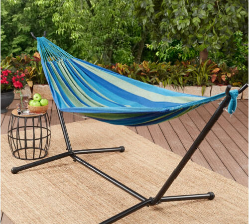 Mainstays Wapella Stripe Hammock and Stand $45.62 Shipped Free (Reg. $73) – With Storage Bag