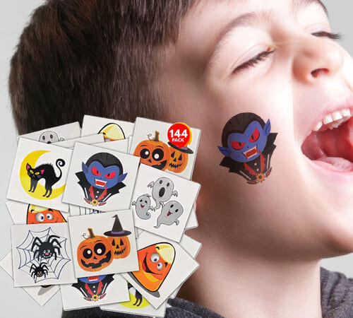 Halloween Temporary Tattoos for Kids, 144-Pack $5.99 After Code (Reg. $12) – 4¢ Each