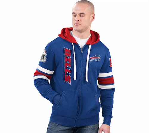 NFL Full Zip Hooded Sweatshirts Bills