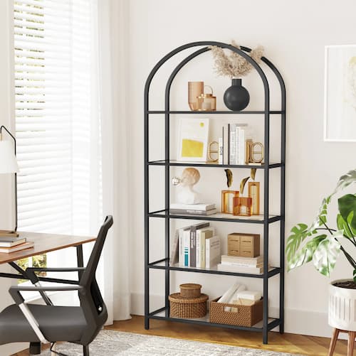 Adrianne 72.2'' H x 32.7'' W Etagere Bookcase in Black