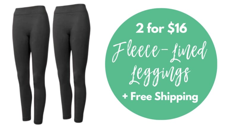 Women’s Fleece-Lined Leggings 2 for $16 + Free Shipping