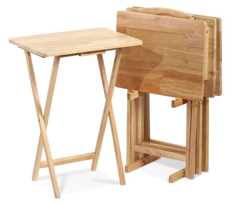 PJ Wood Folding TV Tray Tables 5-Piece Set for $55 + free shipping