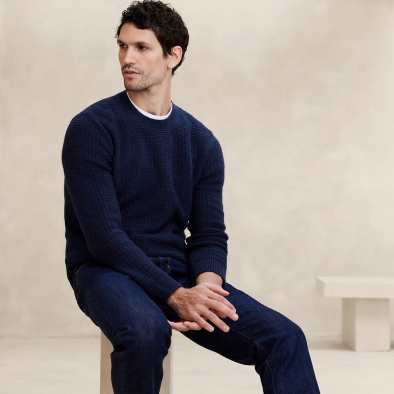 Banana Republic Factory Men's Cozy Waffle-Textured Sweater for $36 in cart + free shipping w/ $50