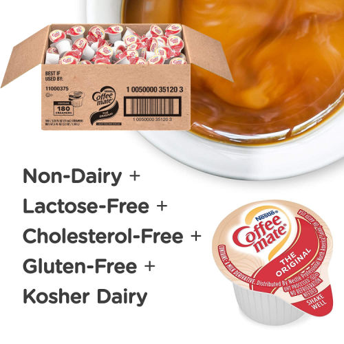 Nestle Coffee mate Liquid Coffee Creamer Singles, Original,180-Count as low as $8.55 Shipped Free (Reg. $21) – $0.05 each, Non Dairy, No Refrigeration