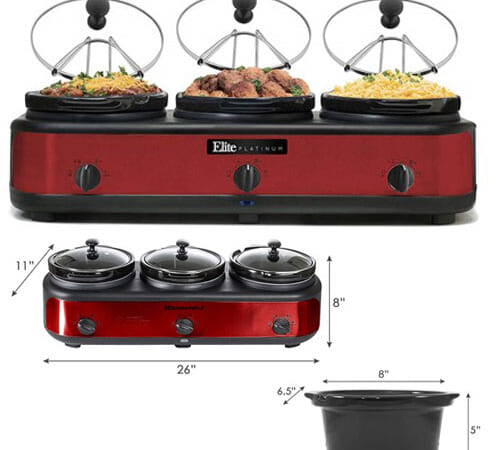 Elite Platinum EWMST-325R Triple Slow Cooker Buffet Server $27.99