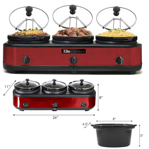 Elite Platinum EWMST-325R Triple Slow Cooker Buffet Server $27.99