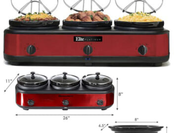 Elite Platinum Triple Slow Cooker Buffet Server $27.99 (Reg. $70) – FAB Ratings!