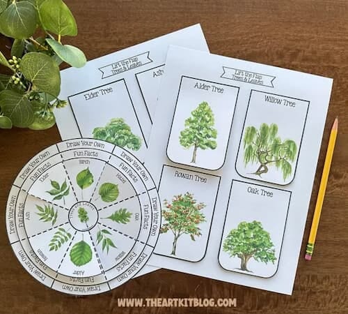 Free Printable Trees and Leaves Layered Wheel and Notebooking Lift the Flap Pages