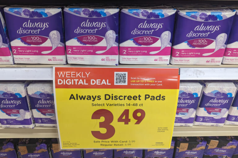 Always Discreet Pads & Liners As Low As FREE At Kroger